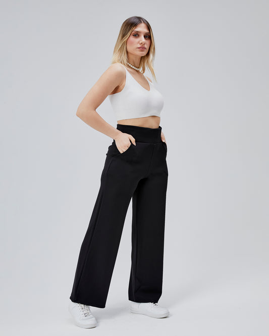 Yüksek Bel Korsaj Kemerli Palazzo Pantolon - Karın Toparlayıcı Etkili