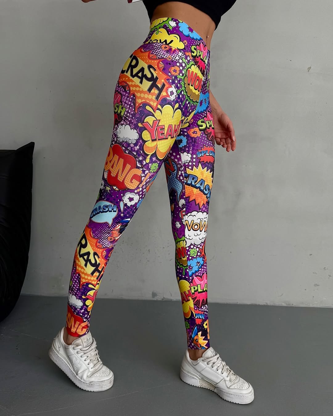 Modern Dijital Baskılı Yüksek Bel Spor Tayt | Esnek Likralı Kumaş