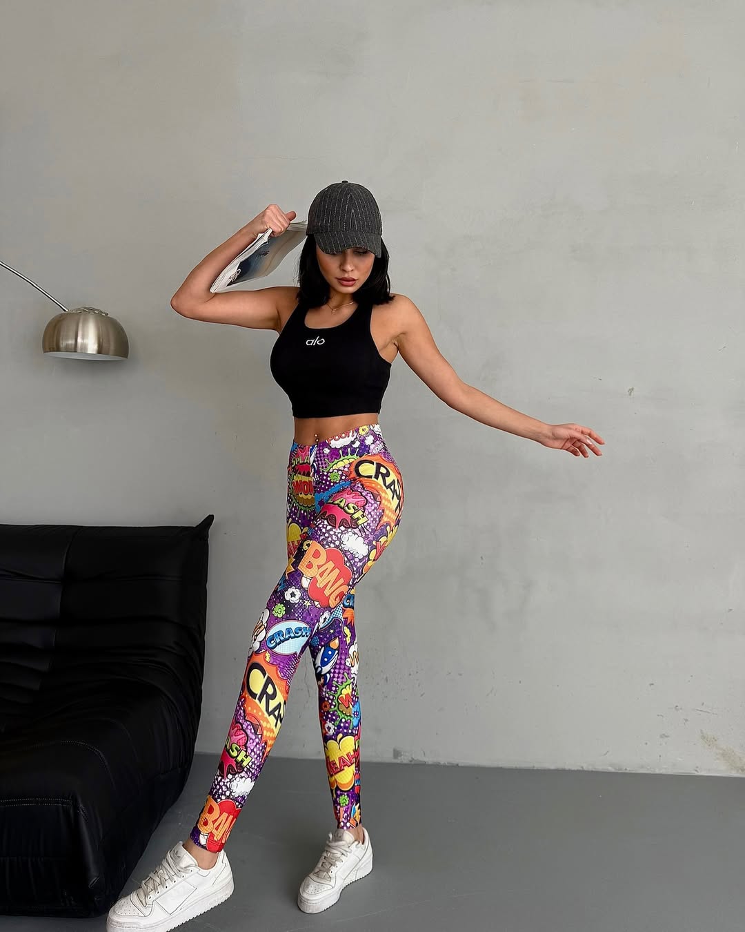 Modern Dijital Baskılı Yüksek Bel Spor Tayt | Esnek Likralı Kumaş