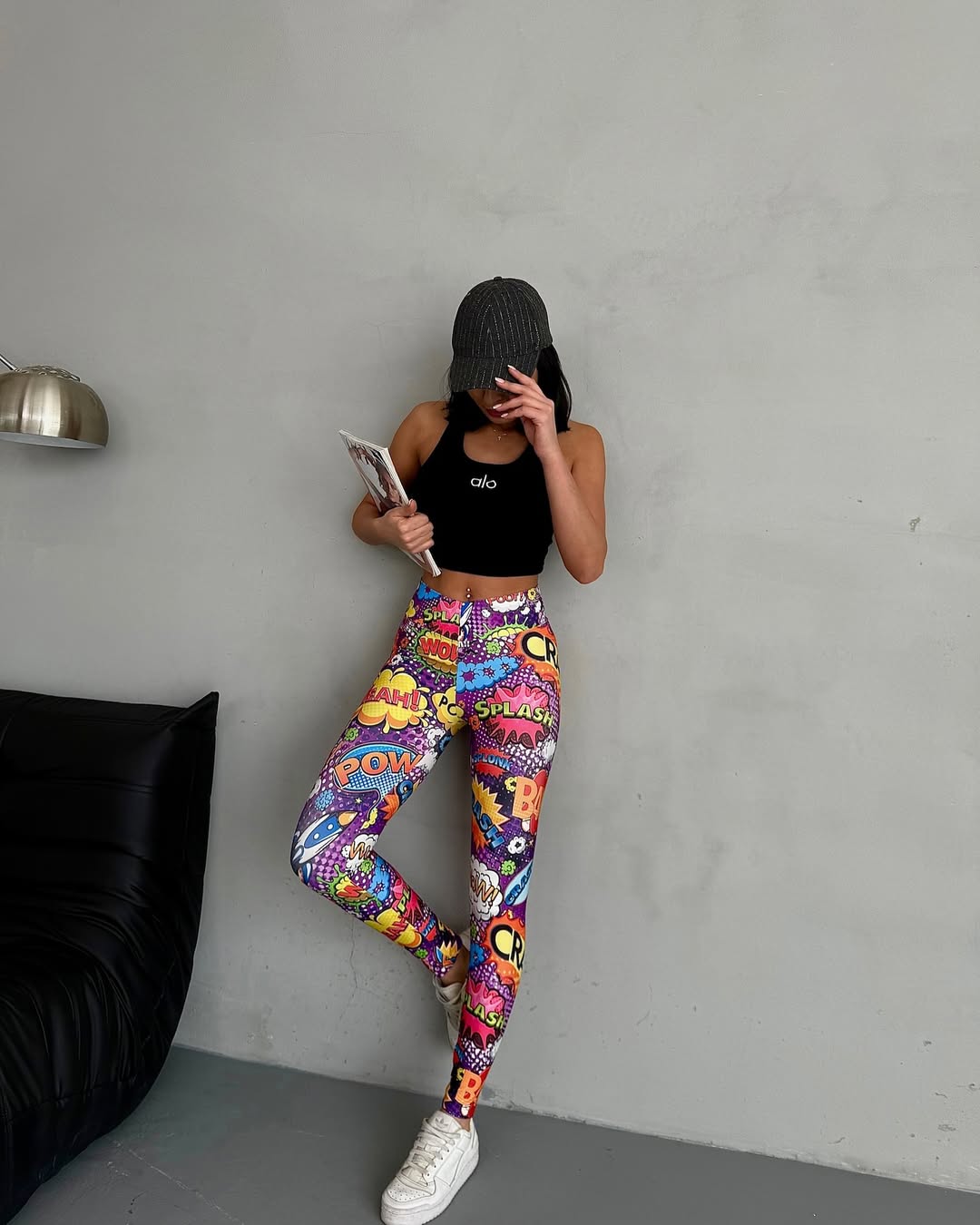 Modern Dijital Baskılı Yüksek Bel Spor Tayt | Esnek Likralı Kumaş