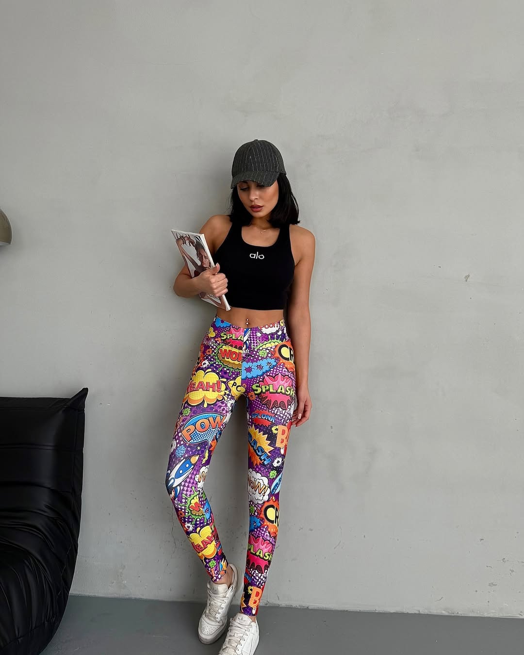 Modern Dijital Baskılı Yüksek Bel Spor Tayt | Esnek Likralı Kumaş