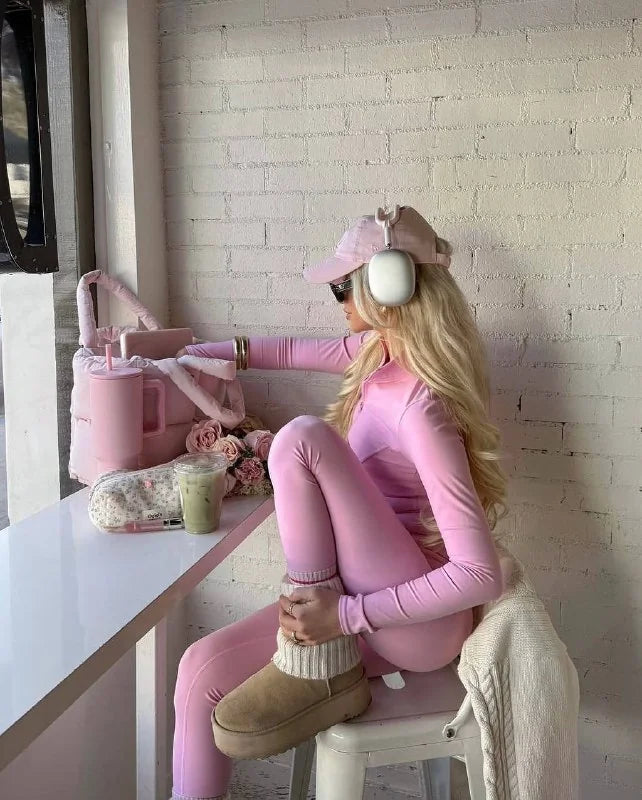 Pembe Scuba İkili takım SlimFit – Spor & Günlük Şıklık Seti